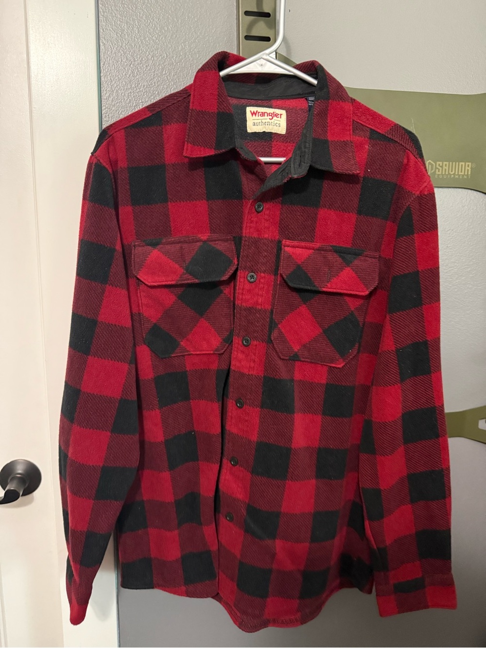 Wrangler Red and Black Buffalo Plaid Button-Up Shirt